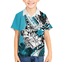 Polynesian Valentine Kid Hawaiian Shirt Couple Floral Unique Sky Blue Version LT01 Kid Sky - Polynesian Pride
