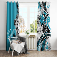 Polynesian Valentine Window Curtain Couple Floral Unique Sky Blue Version LT01 - Polynesian Pride