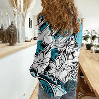 Polynesian Valentine Women Casual Shirt Couple Floral Unique Sky Blue Version LT01 - Polynesian Pride