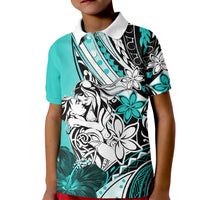 Polynesian Valentine Kid Polo Shirt Couple Floral Unique Turquoise Version LT01 Kid Turquoise - Polynesian Pride