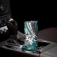 Polynesian Valentine Skinny Tumbler Couple Floral Unique Teal Version