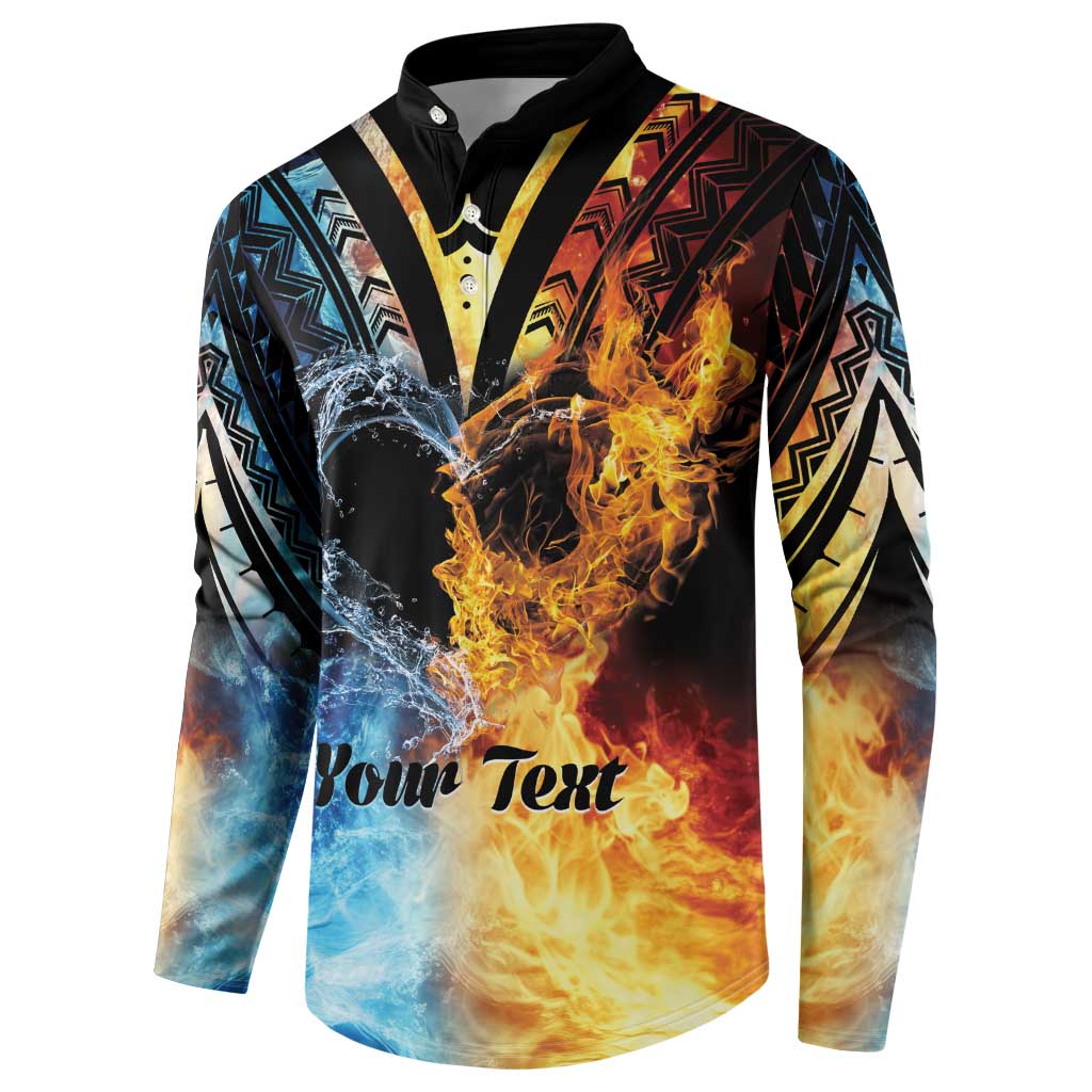 Personalised Polynesian Heart In Fire And Water Button Sweatshirt Romantic Elements