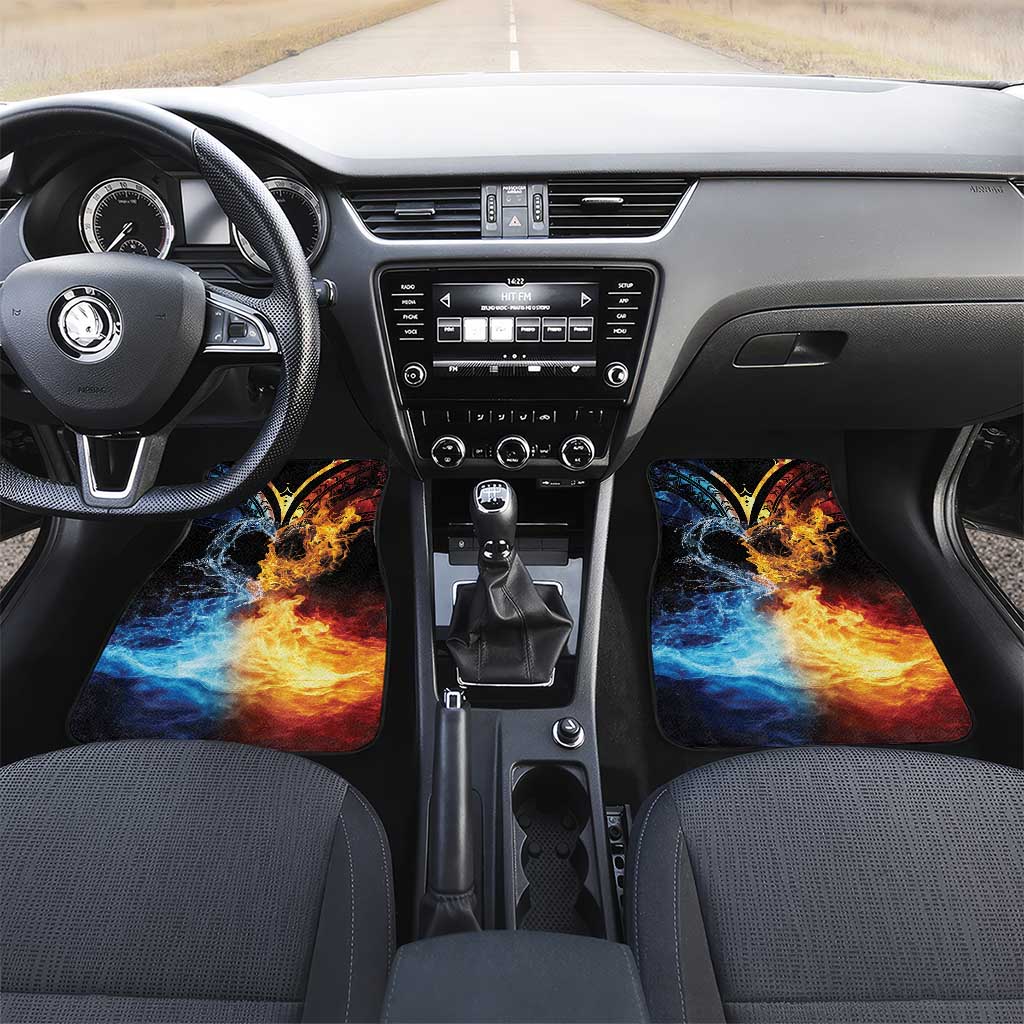 Personalised Polynesian Heart In Fire And Water Car Mats Romantic Elements