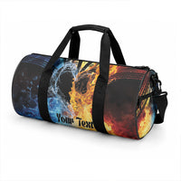 Personalised Polynesian Heart In Fire And Water Duffle Bag Romantic Elements LT01 - Polynesian Pride