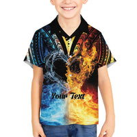 Personalised Polynesian Heart In Fire And Water Family Matching Off Shoulder Maxi Dress and Hawaiian Shirt Romantic Elements LT01 Son's Shirt Colorful - Polynesian Pride