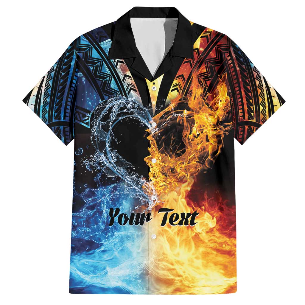 Personalised Polynesian Heart In Fire And Water Hawaiian Shirt Romantic Elements