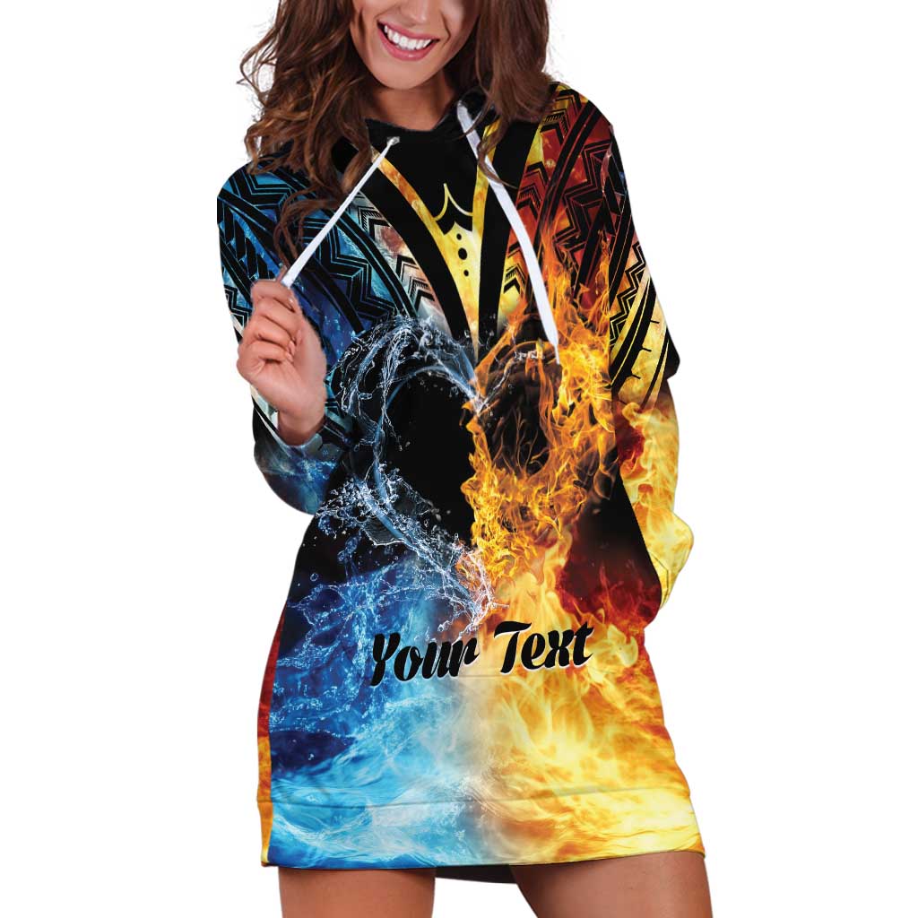 Personalised Polynesian Heart In Fire And Water Hoodie Dress Romantic Elements LT01 Colorful - Polynesian Pride