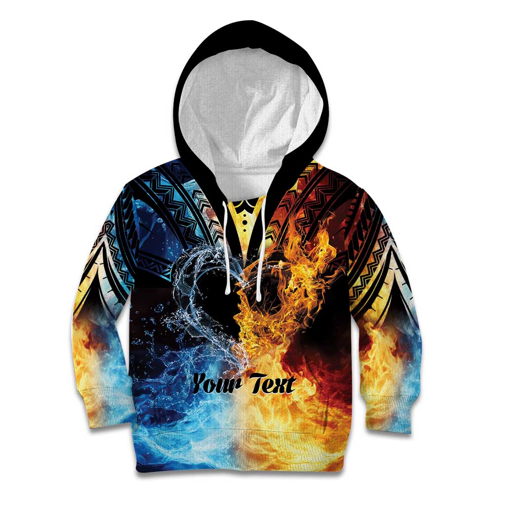 Personalised Polynesian Heart In Fire And Water Kid Hoodie Romantic Elements LT01 Hoodie Colorful - Polynesian Pride
