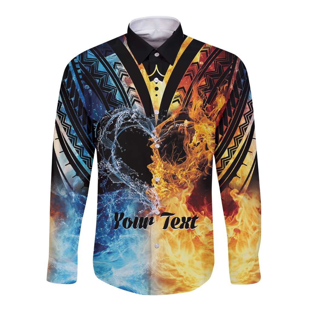 Personalised Polynesian Heart In Fire And Water Long Sleeve Button Shirt Romantic Elements LT01 Unisex Colorful - Polynesian Pride