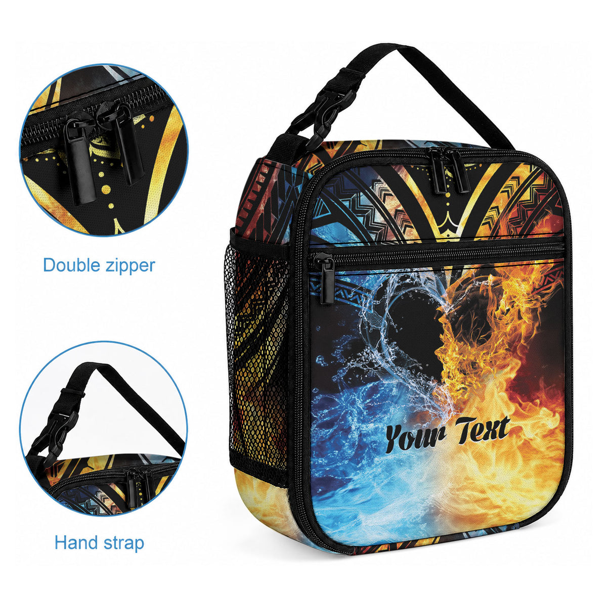 Personalised Polynesian Heart In Fire And Water Lunch Bag Romantic Elements LT01 - Polynesian Pride