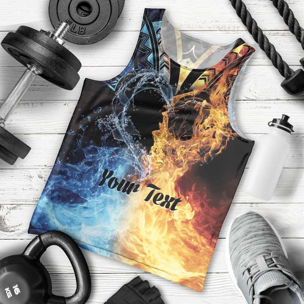Personalised Polynesian Heart In Fire And Water Men Tank Top Romantic Elements