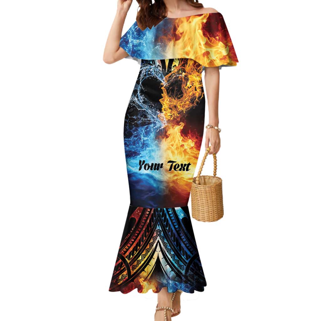 Personalised Polynesian Heart In Fire And Water Mermaid Dress Romantic Elements LT01 Women Colorful - Polynesian Pride