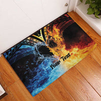 Personalised Polynesian Heart In Fire And Water Rubber Doormat Romantic Elements
