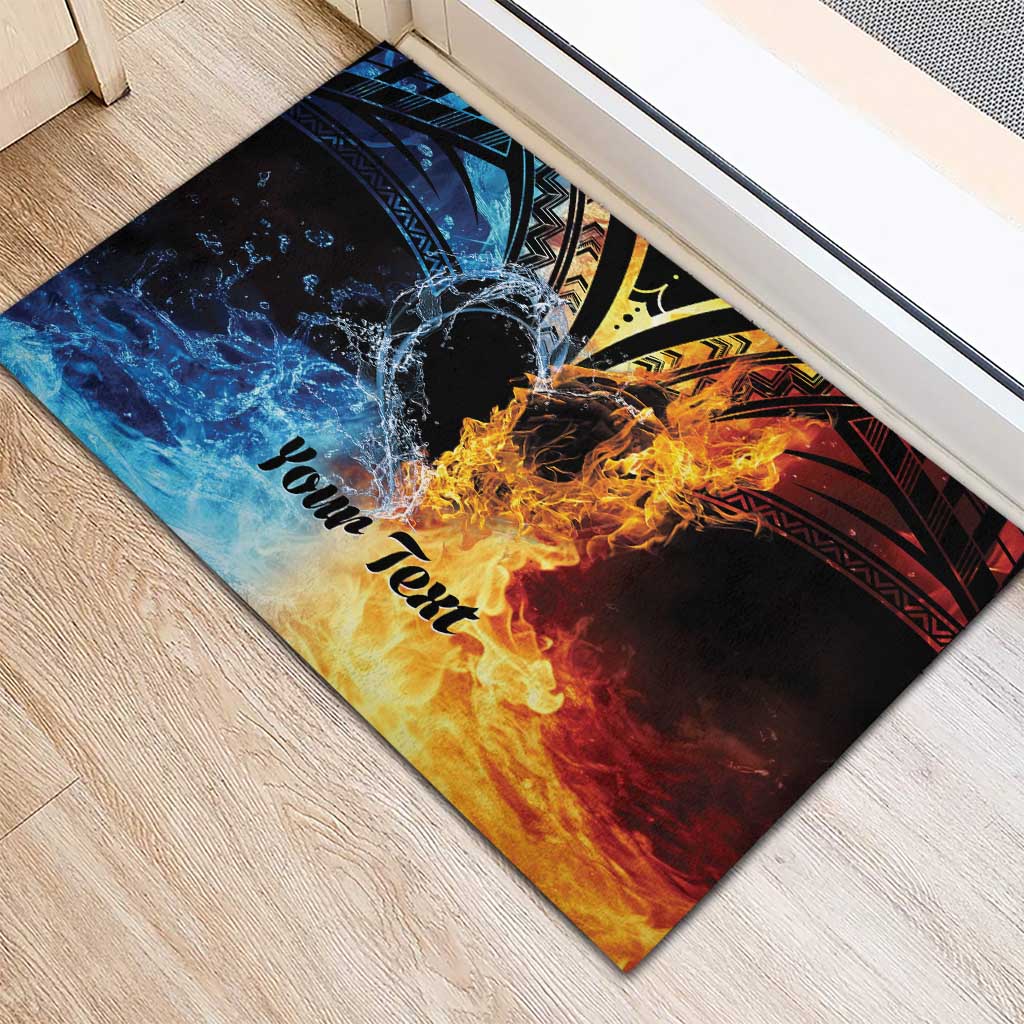Personalised Polynesian Heart In Fire And Water Rubber Doormat Romantic Elements