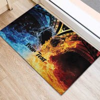 Personalised Polynesian Heart In Fire And Water Rubber Doormat Romantic Elements