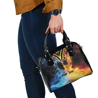 Personalised Polynesian Heart In Fire And Water Shoulder Handbag Romantic Elements