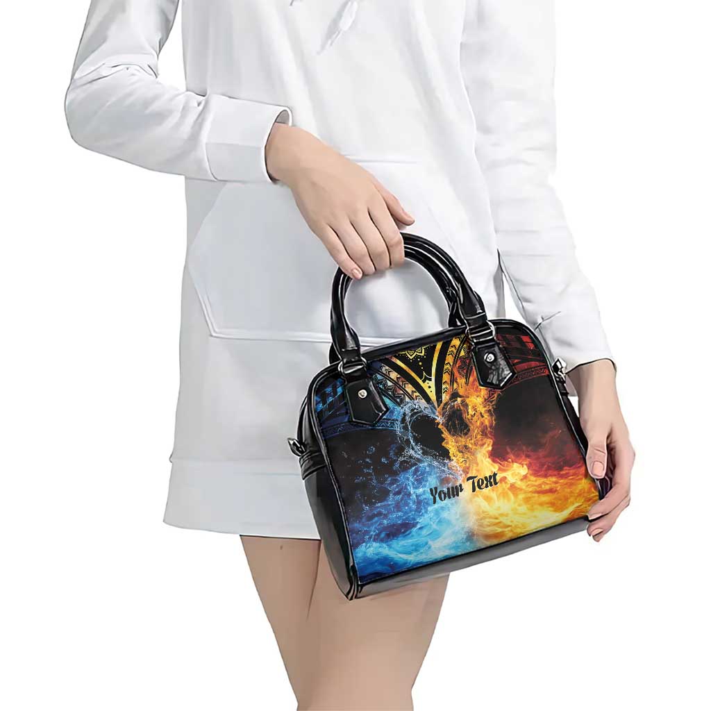 Personalised Polynesian Heart In Fire And Water Shoulder Handbag Romantic Elements