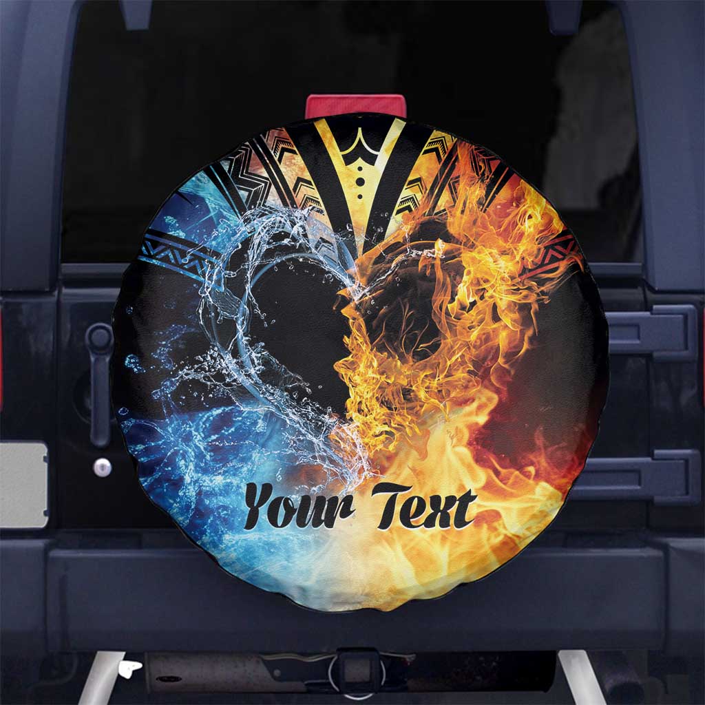 Personalised Polynesian Heart In Fire And Water Spare Tire Cover Romantic Elements