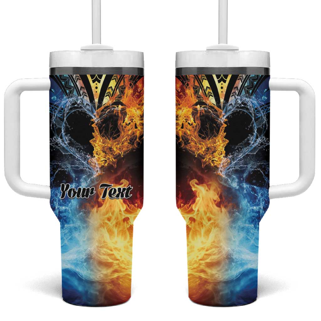 Personalised Polynesian Heart In Fire And Water Tumbler With Handle Romantic Elements