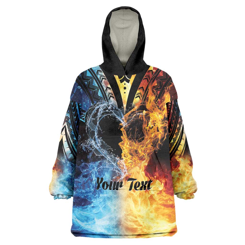 Personalised Polynesian Heart In Fire And Water Wearable Blanket Hoodie Romantic Elements LT01 One Size Colorful - Polynesian Pride