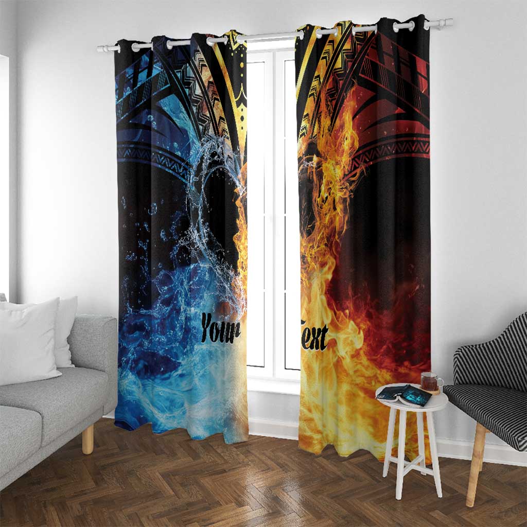 Personalised Polynesian Heart In Fire And Water Window Curtain Romantic Elements