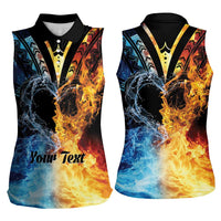 Personalised Polynesian Heart In Fire And Water Women Sleeveless Polo Shirt Romantic Elements