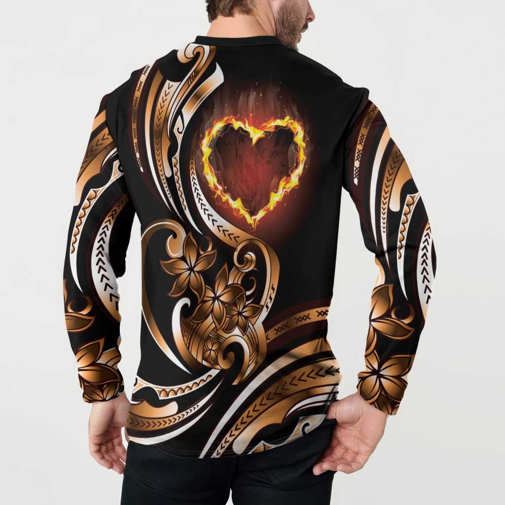 Personalised Polynesian Fiery Heart Button Sweatshirt Passionate Love