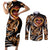 Personalised Polynesian Fiery Heart Couples Matching Short Sleeve Bodycon Dress and Long Sleeve Button Shirt Passionate Love
