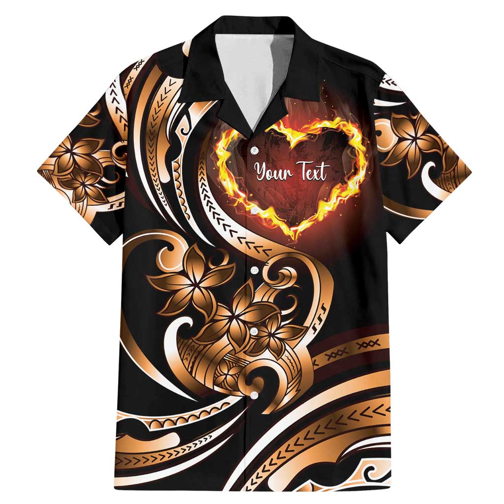 Personalised Polynesian Fiery Heart Family Matching Mermaid Dress and Hawaiian Shirt Passionate Love LT01 Dad's Shirt - Short Sleeve Black - Polynesian Pride