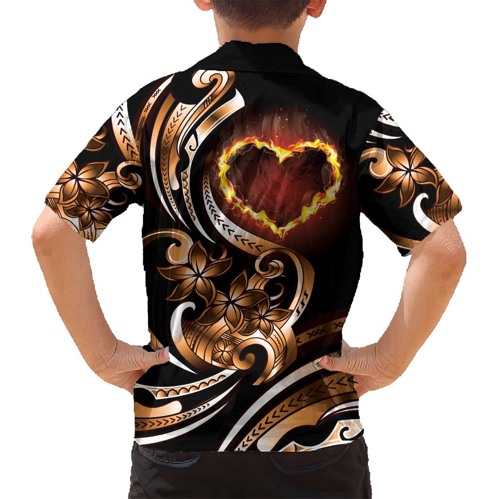 Personalised Polynesian Fiery Heart Family Matching Off Shoulder Maxi Dress and Hawaiian Shirt Passionate Love LT01 - Polynesian Pride