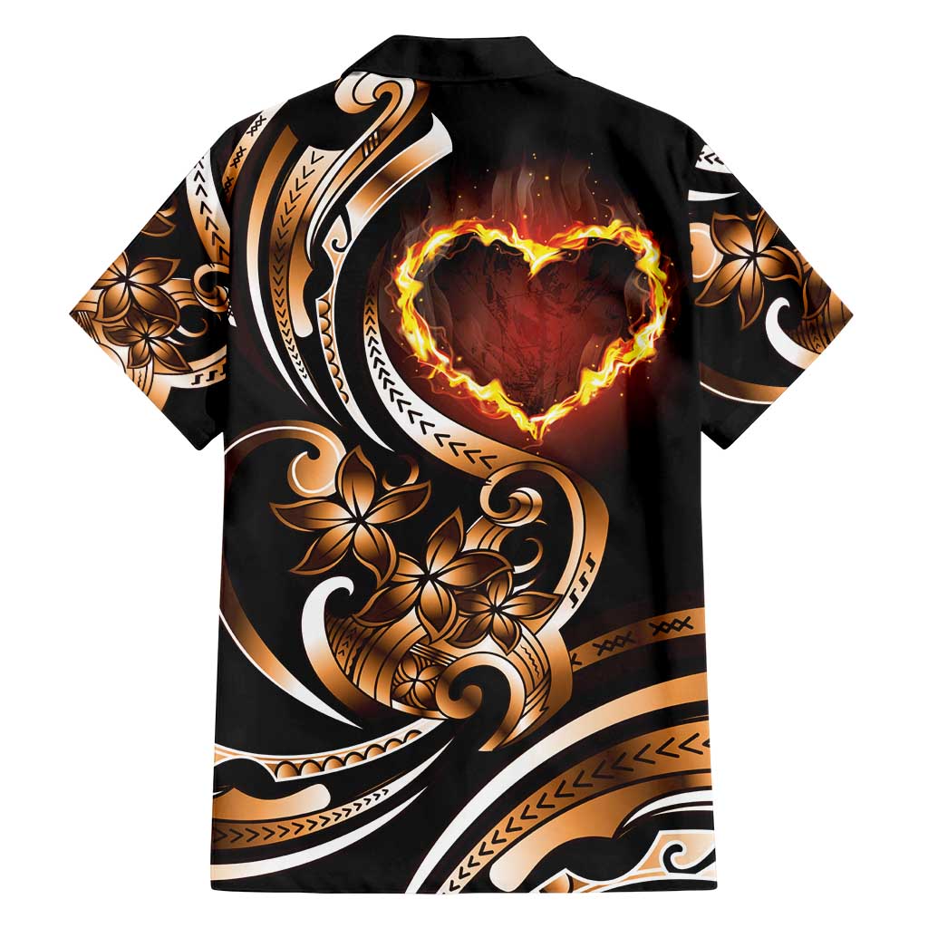 Personalised Polynesian Fiery Heart Family Matching Off Shoulder Maxi Dress and Hawaiian Shirt Passionate Love LT01 - Polynesian Pride