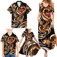 Personalised Polynesian Fiery Heart Family Matching Summer Maxi Dress and Hawaiian Shirt Passionate Love LT01 - Polynesian Pride