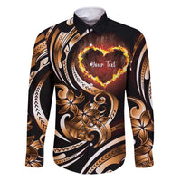 Personalised Polynesian Fiery Heart Family Matching Summer Maxi Dress and Hawaiian Shirt Passionate Love LT01 Dad's Shirt - Long Sleeve Black - Polynesian Pride