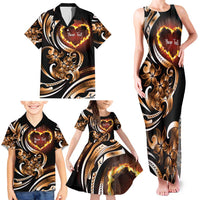 Personalised Polynesian Fiery Heart Family Matching Tank Maxi Dress and Hawaiian Shirt Passionate Love LT01 - Polynesian Pride