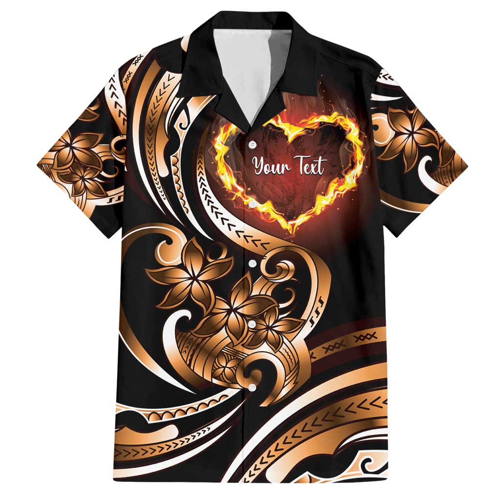 Personalised Polynesian Fiery Heart Family Matching Tank Maxi Dress and Hawaiian Shirt Passionate Love LT01 Dad's Shirt - Short Sleeve Black - Polynesian Pride
