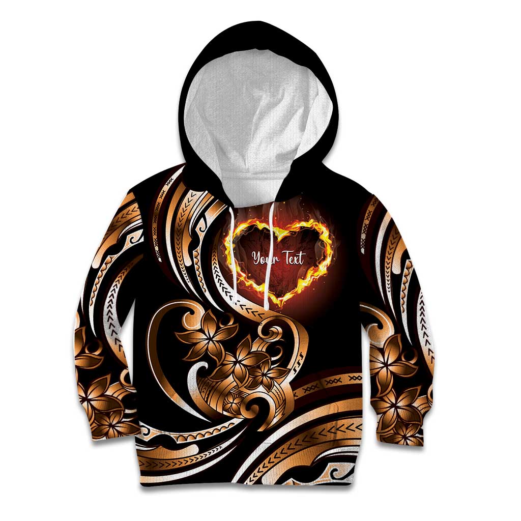 Personalised Polynesian Fiery Heart Kid Hoodie Passionate Love LT01 Hoodie Black - Polynesian Pride