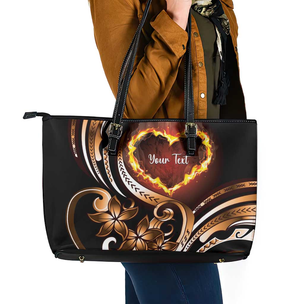 Personalised Polynesian Fiery Heart Leather Tote Bag Passionate Love