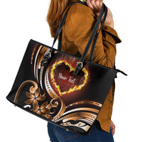 Personalised Polynesian Fiery Heart Leather Tote Bag Passionate Love
