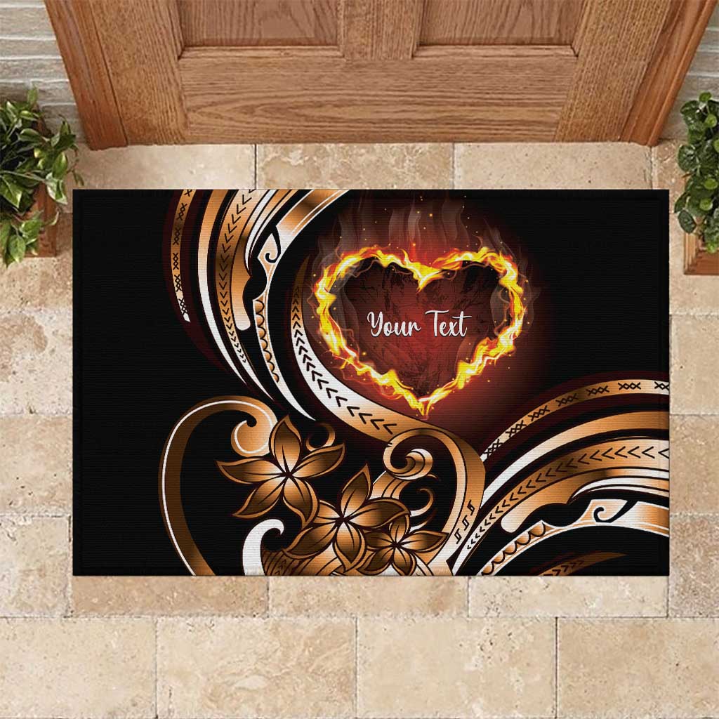 Personalised Polynesian Fiery Heart Rubber Doormat Passionate Love