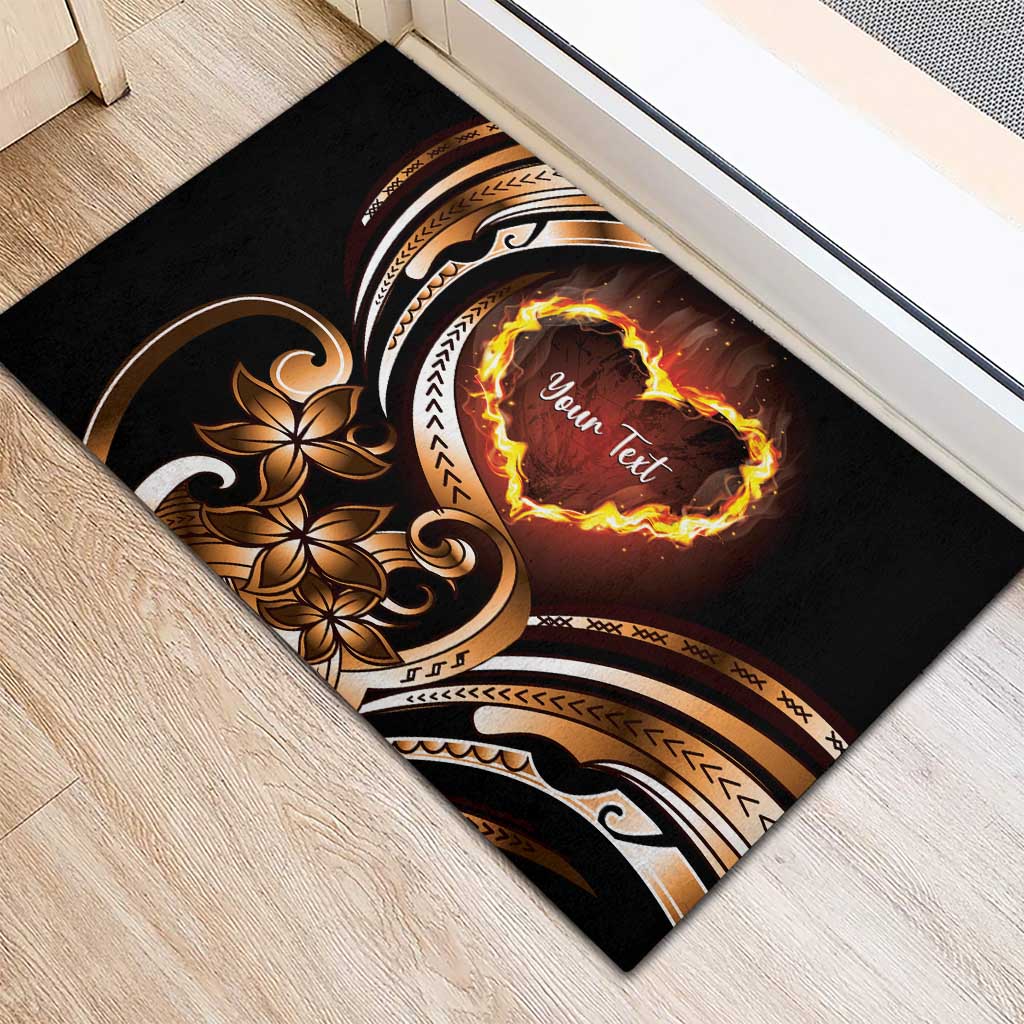 Personalised Polynesian Fiery Heart Rubber Doormat Passionate Love