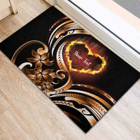 Personalised Polynesian Fiery Heart Rubber Doormat Passionate Love