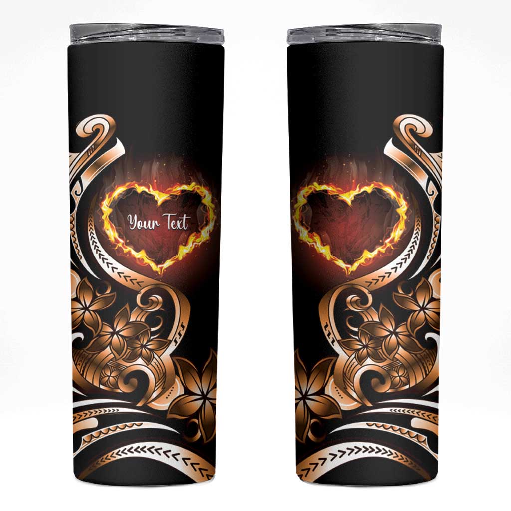 Personalised Polynesian Fiery Heart Skinny Tumbler Passionate Love LT01 Black - Polynesian Pride