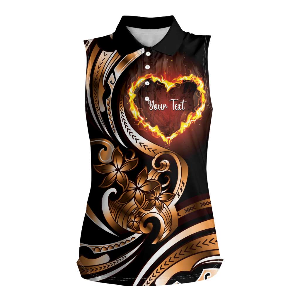 Personalised Polynesian Fiery Heart Women Sleeveless Polo Shirt Passionate Love