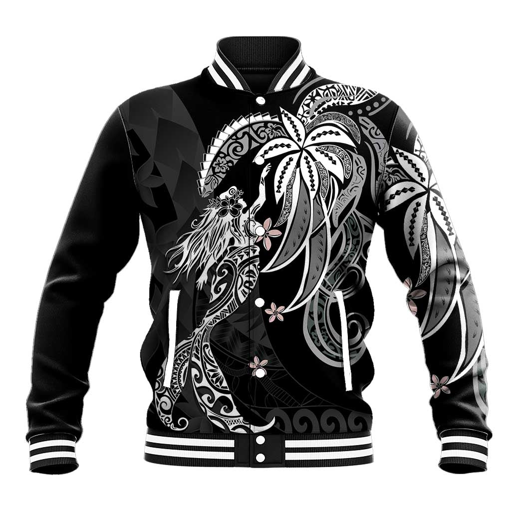 Polynesian Mermaid Plumeria Tribal Tattoo Baseball Jacket