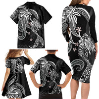Polynesian Mermaid Plumeria Tribal Tattoo Family Matching Long Sleeve Bodycon Dress and Hawaiian Shirt LT01 - Polynesian Pride