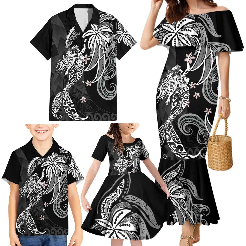 Polynesian Mermaid Plumeria Tribal Tattoo Family Matching Mermaid Dress and Hawaiian Shirt LT01 - Polynesian Pride