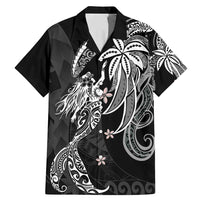 Polynesian Mermaid Plumeria Tribal Tattoo Family Matching Mermaid Dress and Hawaiian Shirt LT01 Dad's Shirt - Short Sleeve Black - Polynesian Pride
