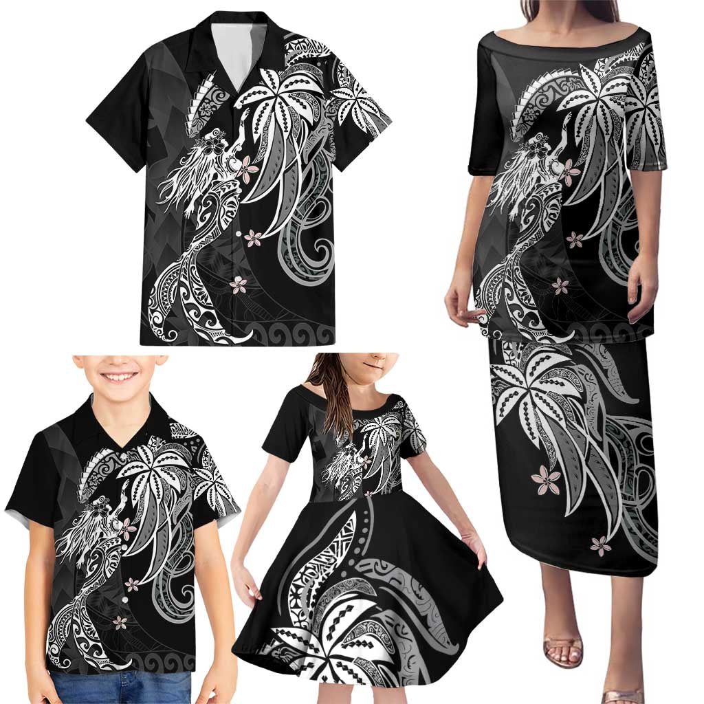 Polynesian Mermaid Plumeria Tribal Tattoo Family Matching Puletasi and Hawaiian Shirt LT01 - Polynesian Pride