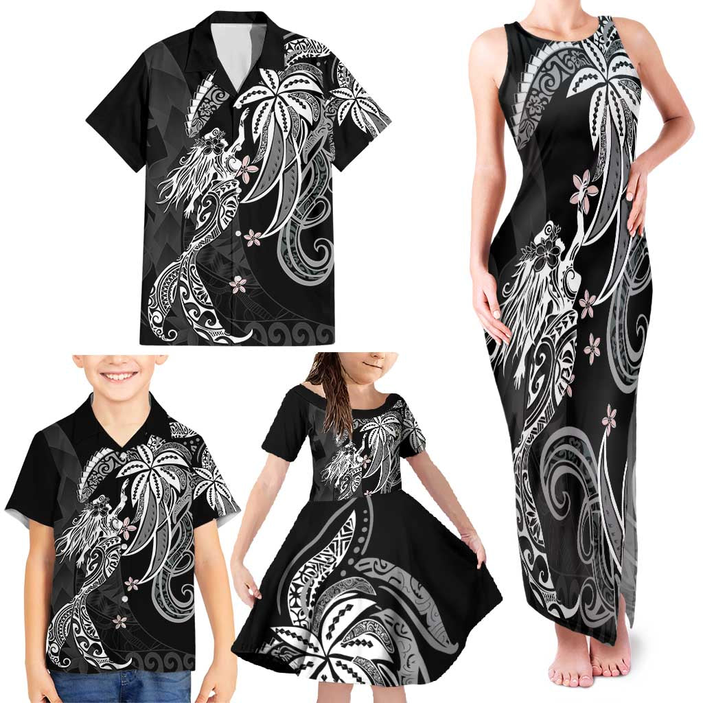 Polynesian Mermaid Plumeria Tribal Tattoo Family Matching Tank Maxi Dress and Hawaiian Shirt LT01 - Polynesian Pride