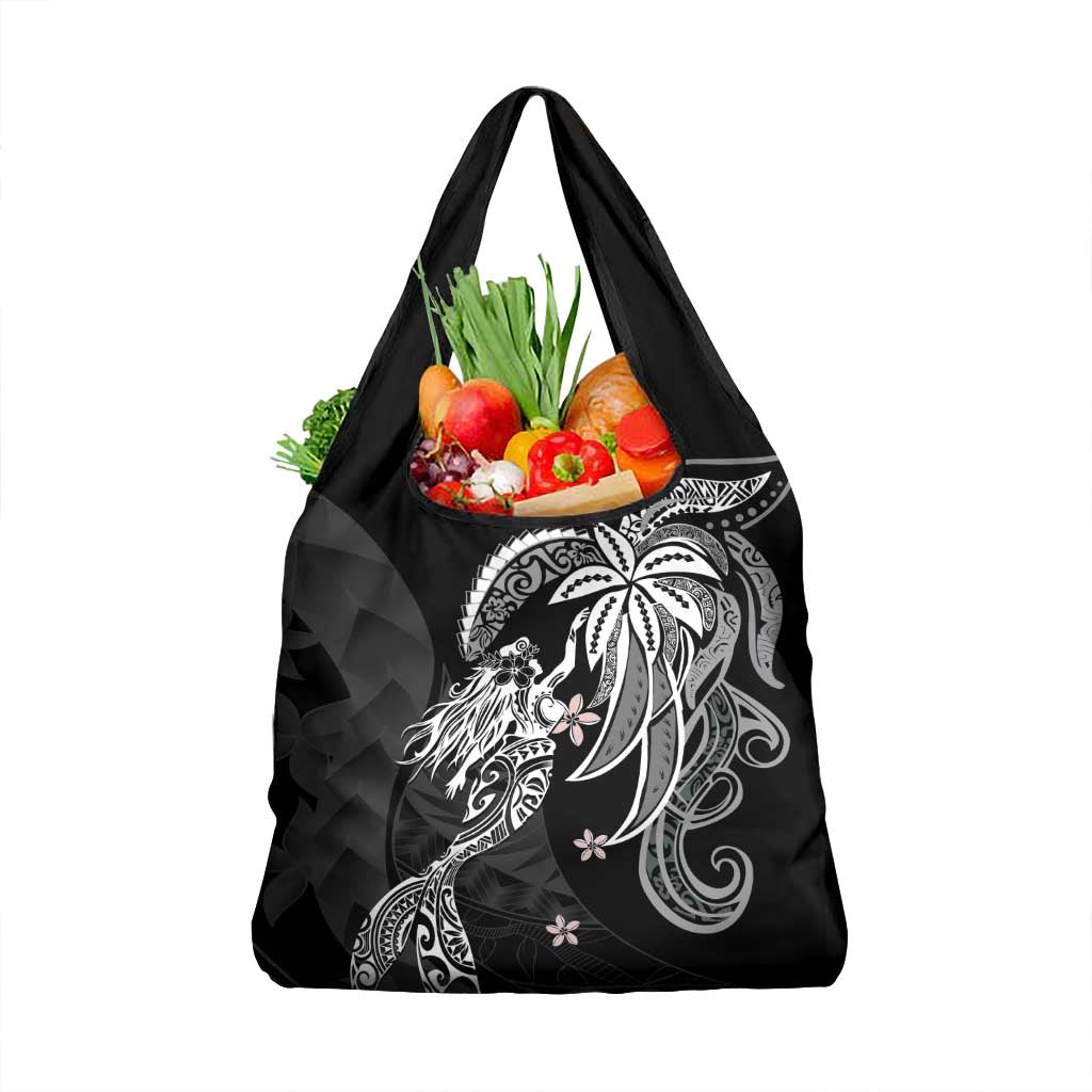 Polynesian Mermaid Plumeria Tribal Tattoo Grocery Bag LT01 1-pack One Size Black - Polynesian Pride